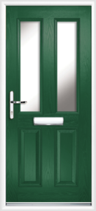 2 Panel 2 Glazed Composite Front Door Green