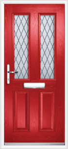 2 Panel 2 Glazed Diamond Lead Composite Front Door Red