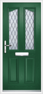 2 Panel 2 Glazed Eyebrow Diamond Lead Composite Front Door Green
