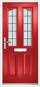 2 Panel 2 Glazed Eyebrow Square Lead Composite Front Door Red