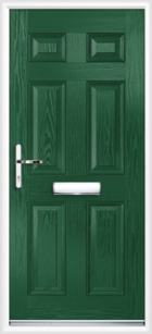 6 Panel Composite Front Door Green