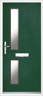 2 Rectangle Glazed Composite Front Door Green