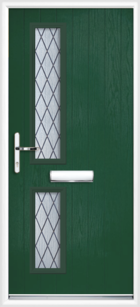 2 Rectangle Glazed Diamond Composite Front Door Green