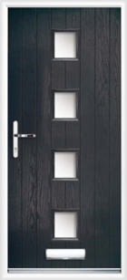 4 Rectangle Glazed Composite Front Door Black