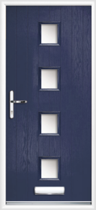 4 Rectangle Glazed Composite Front Door Blue