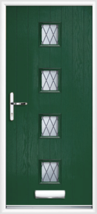 4 Rectangle Glazed Diamond Composite Front Door Green