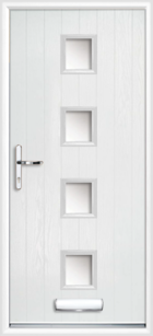 4 Rectangle Glazed Composite Front Door White