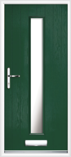 1 Long Rectangle Glazed Composite Front Door Green