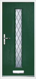 1 Long Rectangle Glazed Diamond Composite Front Door Green