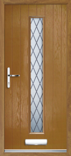 1 Long Rectangle Glazed Diamond Composite Front Door Oak
