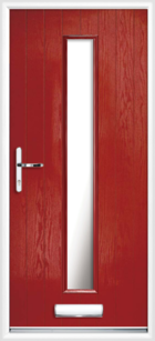 1 Long Rectangle Composite Front Door Glazed Red