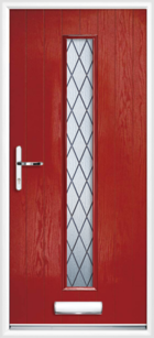 1 Long Rectangle Glazed Diamond Composite Front Door Red