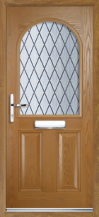 2 Panel Half Arch Diamond Composite Door Oak