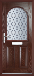 2 Panel Half Arch Diamond Composite Door Rosewood