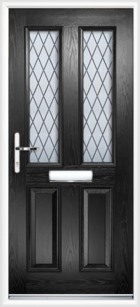 2 Panel 2 Glazed Diamond Lead Composite Front Door Black