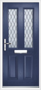 2 Panel 2 Glazed Diamond Lead Composite Front Door Blue