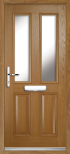 2 Panel 2 Glazed Composite Front Door Oak