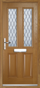 2 Panel 2 Glazed Diamond Lead Composite Front Door Oak