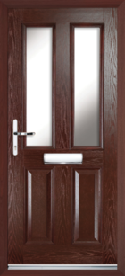 2 Panel 2 Glazed Composite Front Door Rosewood