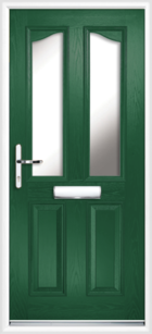 2 Panel 2 Glazed Eyebrow Composite Front Door Green