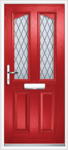 2 Panel 2 Glazed Eyebrow Diamond Lead Composite Front Door Red