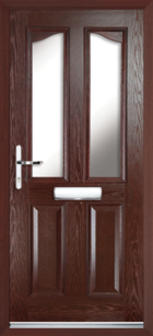 2 Panel 2 Glazed Eyebrow Composite Front Door Rosewood