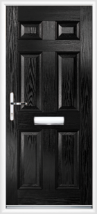 6 Panel Composite Front Door Black