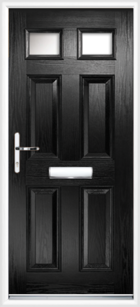 4 Panel 2 Glazed Composite Front Door Black