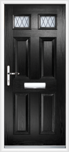 4 Panel 2 Glazed Diamond Lead Composite Door Black