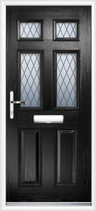 2 Panel 4 Glazed Diamond Lead Composite Front Door Black