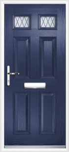 4 Panel 2 Glazed Diamond Lead Composite Front Door Blue