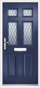 2 Panel 4 Glazed Diamond Lead Composite Front Door Blue