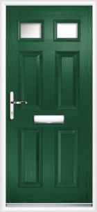 4 Panel 2 Glazed Composite Front Door Green