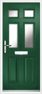 2 Panel 4 Glazed Composite Front Door Green