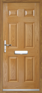 6 Panel Composite Front Door Oak