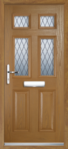 2 Panel 4 Glazed Diamond Lead Composite Front Door Oak