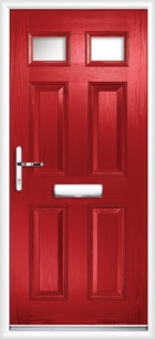 4 Panel 2 Glazed Composite Front Door Red