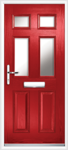 2 Panel 4 Glazed Composite Front Door Red