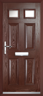 4 Panel 2 Glazed Composite Front Door Rosewood