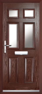 2 Panel 4 Glazed Composite Front Door Rosewood