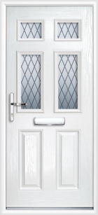 2 Panel 4 Glazed Diamond Lead Composite Front Door White