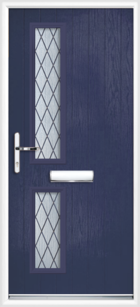 2 Rectangle Glazed Diamond Composite Front Door Blue