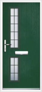 2 Rectangle Glazed Square Composite Front Door Green