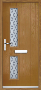 2 Rectangle Glazed Diamond Composite Front Door Oak