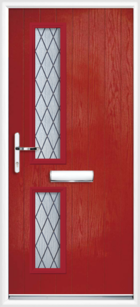 2 Rectangle Glazed Diamond Composite Front Door Red