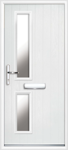 2 Rectangle Glazed Composite Front Door White