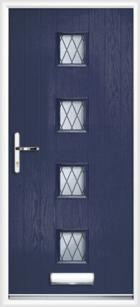 4 Rectangle Glazed Diamond Composite Front Door Blue