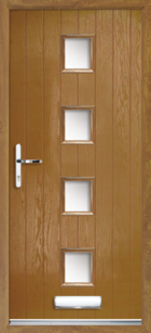 4 Rectangle Glazed Composite Front Door Oak