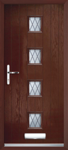 4 Rectangle Glazed Diamond Composite Front Door Rosewood