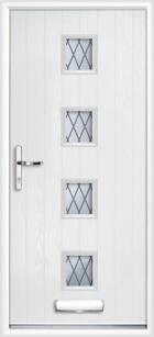 4 Rectangle Glazed Diamond Composite Front Door White